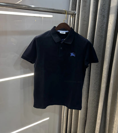 Burberr y Navy Blue Embroidery Logo  Premium Classic Polo T-Shirt