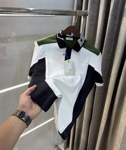 Burberr y White Embroidery Logo  Premium Classic Polo T-Shirt