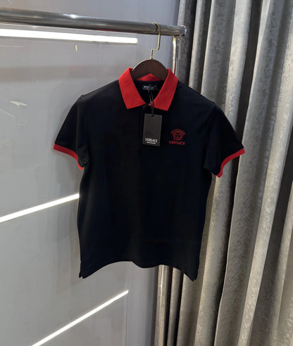 Versace Couture Black Logo Work Imported Polo T-Shirt