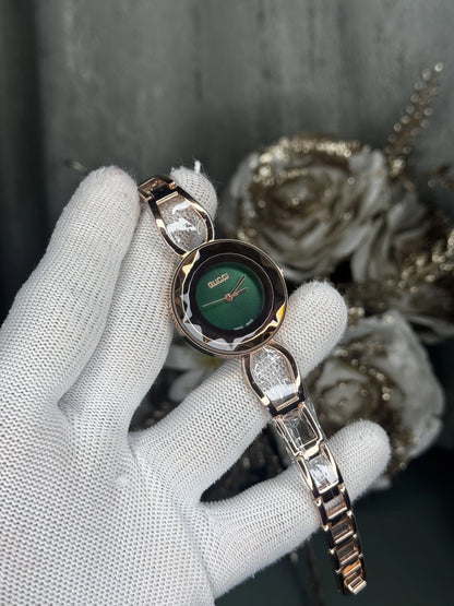 Gucci Rose Gold Green Premium Watch