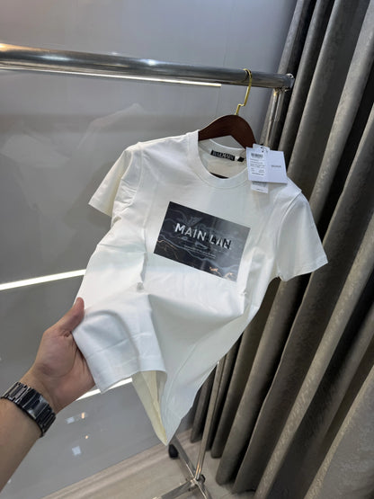Balmain Paris White E Logo Work Premium T-Shirt