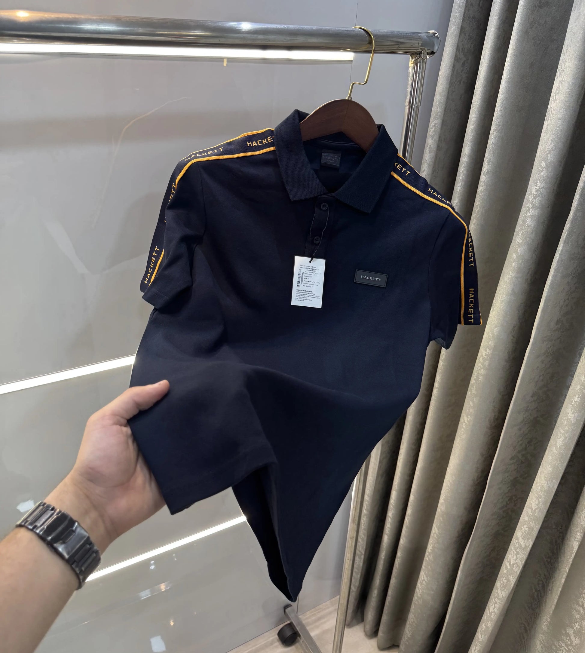 Hacket Navy Blue Logo Work Premium Polo T-Shirt