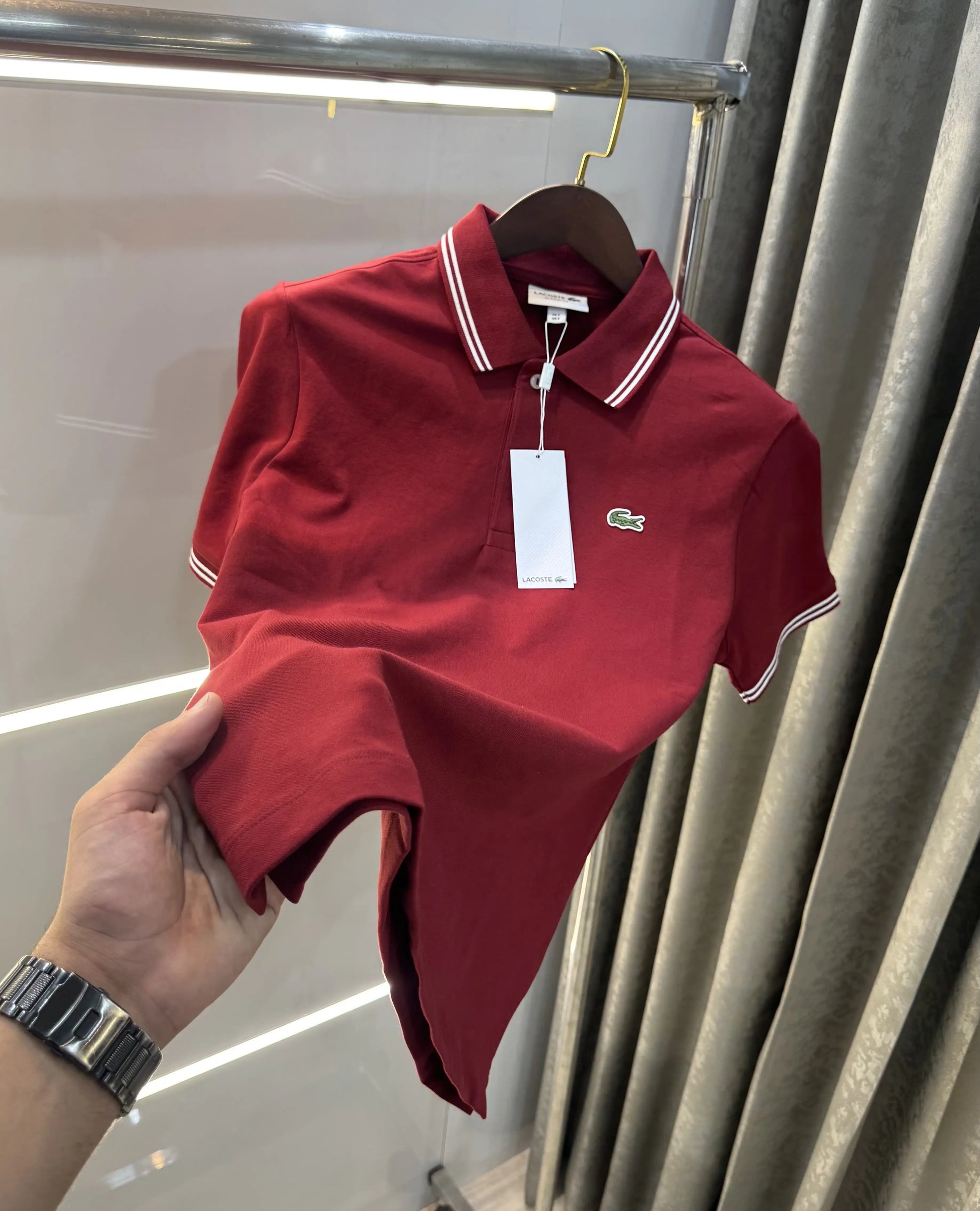 Lacost e Maroon Logo Work Premium Polo T-Shirt